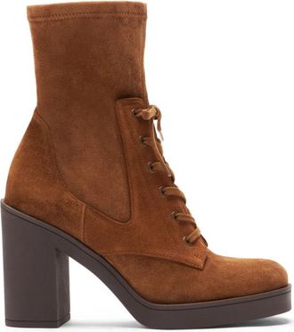 Stuart Weitzman Everitt 80 Bootie - Dames - Laarzen met Hak - Bruin - 35 EU - Schoenen