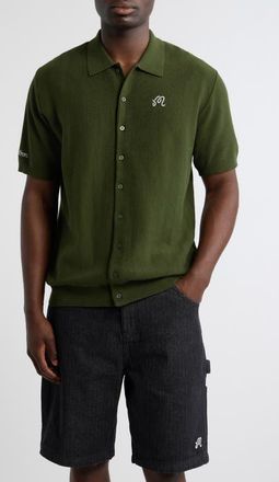 Malbon Golf Crosscut Knit Polo in Rifle Green at Nordstrom, Size Xx-Large