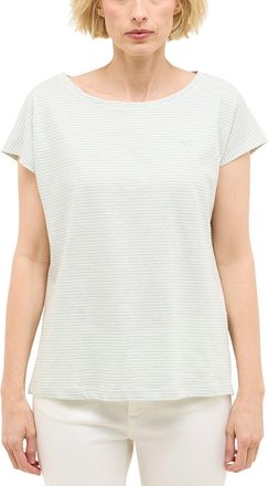 Mustang Kurzarmshirt MUSTANG Damen Style Lesley, Damen, Gr. XL, blau (hellblau), Jersey, 100% Baumwolle, Rundhals, Shirts Kurzarmshirt