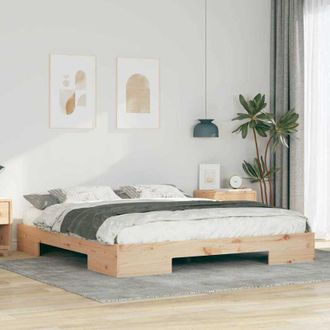 vidaXL Estructura De Cama Marr&oacute;n Madera Maciza De Pino Vidaxl