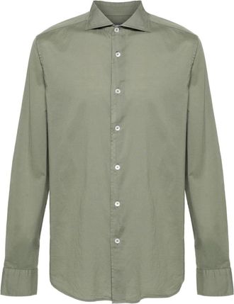 Fedeli long-sleeves cotton shirt - men - Elastane/Cotton - 40 - Green