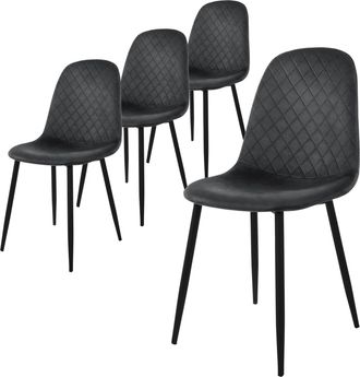 ML Design Juego De 4x Sillas De Comedor Antracita Con Respaldo Asiento Ergon&oacute;mico Acolchado Tapizado De Terciopelo Con Patas De Metal Sill&oacute;n De Dise&ntilde;o Moderno P