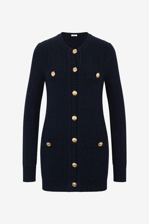 Chloé Langer Utility-Zopfstrick-Cardigan aus Biobaumwolle