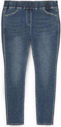 Fiorella Rubino Jeggings met waseffect en applicaties - Dames - Skinny Jeans - Blauw - XL - Katoen - Jeans