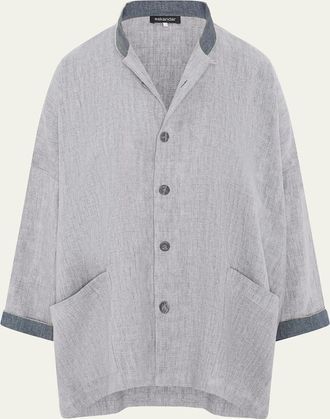 Eskandar Longer Back Wide Mandarin Jacket - Long Length