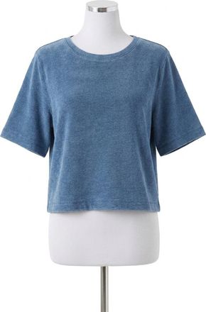 Z Supply Curran Knit Denim Cropped Sweatshirt In Calypso Blue Indigo