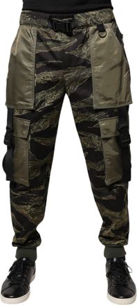 Dolce & Gabbana Mens Tiger Camo Cargo Pants Model Pan75900 - Dark Green Cotton - Size EU 46 (Mens)