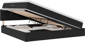 vidaXL Bed with Mattress with LED Black 200 x 200 cm Velvet vidaXL