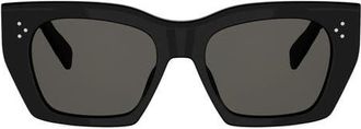 Celine 53mm Square Sunglasses in Shiny Black /Smoke at Nordstrom