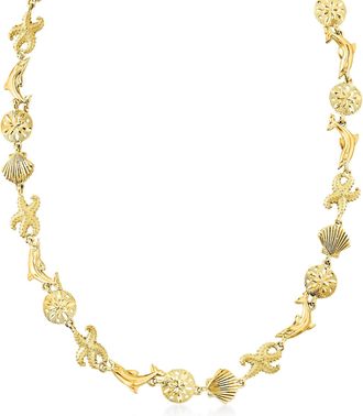 Ross-Simons 18kt Gold Over Sterling Silver Sea Life Link Necklace
