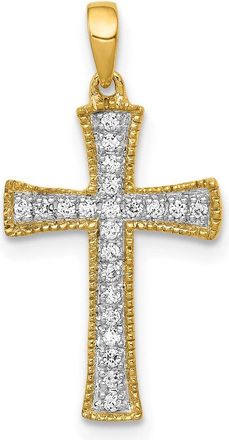 Diamond2Deal 14k Yellow Gold 1/10 Ct Round Diamond Cross Charm Pendant