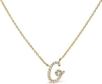 House of Brilliance 10K Gold Diamond Accent A-Z Initial Script Style Pendant Necklace in Yellow | G at Nordstrom
