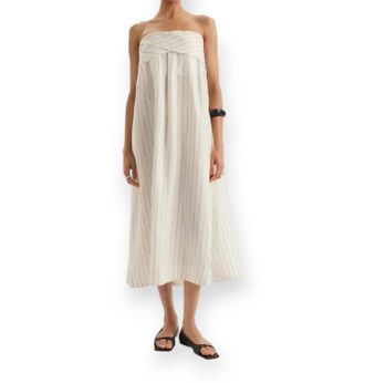 Merlette Mogra Strapless Midi Dress In Ivory