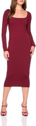 Susana Monaco Scoop Long Sleeve Midi Dress in Oxblood at Nordstrom Rack, Size X-Small