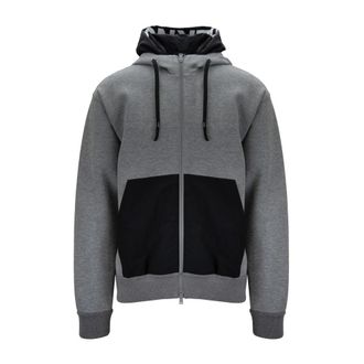 Herno Herenjas met dubbele capuchon - Heren - Vesten met rits - Grijs - L - Katoen - Hoodies & sweatvesten