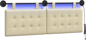 vidaXL Cabecero Colgante Con Luz Led Crema Cuero Sint&eacute;tico Vidaxl