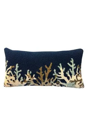 R16 Home Coral Border Indoor/Outdoor Throw Pillow in Indigo Tan at Nordstrom Rack