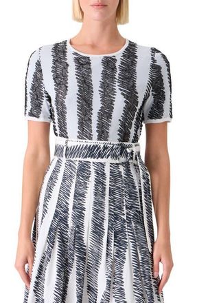 Akris Scribble Jacquard Sweater in Cream-Black at Nordstrom, Size 12