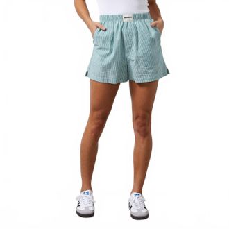 Monrow Stripe Poplin Oversized Short In Cactus