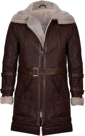 Infinity Leather 3/4 Warm Leather Sheepskin Trench Coat-Medina