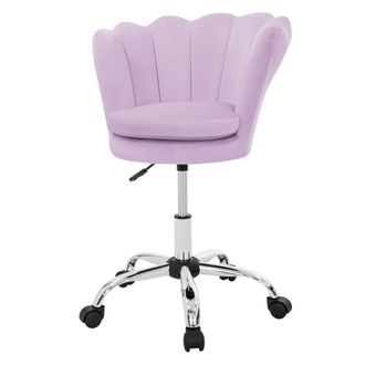 ML Design Silla giratoria de terciopelo morado con ruedas