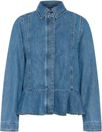 Inwear Feminine Denim Shirt met Ruchedetails - Dames - Spijkeroverhemden - Blauw - M - Denim - Overhemden