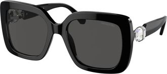 Swarovski Vierkante Zonnebril - Dames - Zonnebrillen - Zwart - 55 MM - Accessoires