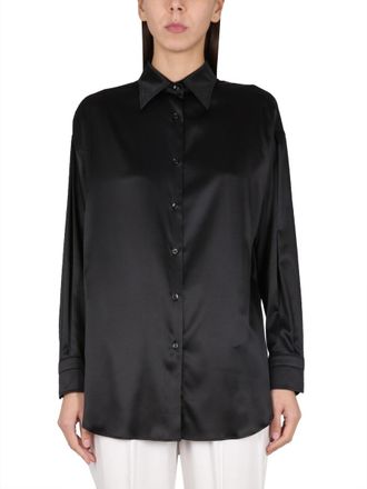Tom Ford Womens Stretch Silk Satin Relaxed Fit Shirt - Black Elastane - Size EU 44 (Womens)