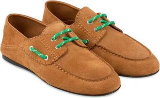 Sandro Contrast-Lace Suede Boat Shoes Size 38