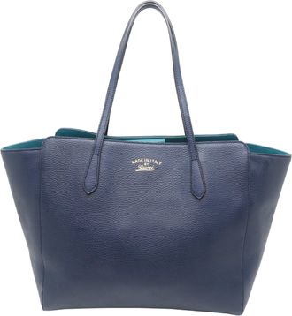 Gucci Navy Leather Tote Bag (Pre-Owned)