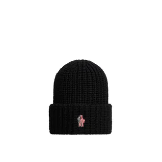 Moncler Logo Wool Beanie Black Size One size