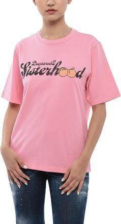 Dsquared2 Pink Graphic Crew Neck T-Shirt