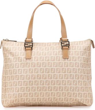 Fendi Pre-owned Womens Logo Canvas Tote - Ivory Textile - One Size