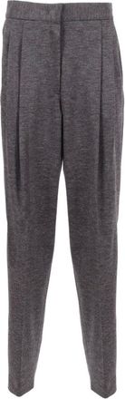 Fabiana Filippi Tapered Trousers, female, Gray, Size: S Pantalone con pinces in jersey lana cotta