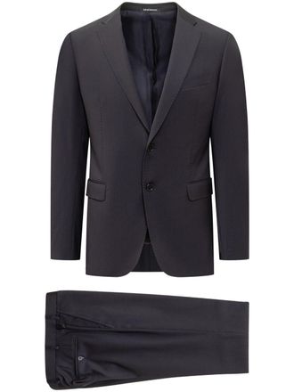 Emporio Armani Single-Breasted Wool Blazer - Dark Grey