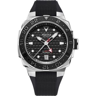 Alpina Seastrong Diver Extreme Rubber Strap Automatic GMT Watch, 39mm x 40.5mm in Silver-Tone at Nordstrom