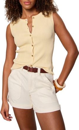 Sanctuary Manhattan Rib Knit Button-Up Sweater Tank in Banana Yellow at Nordstrom, Size X-Large