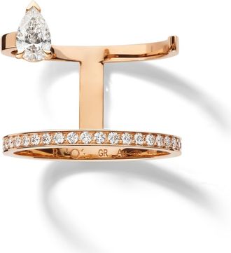 Repossi Serti sur Vide 2-Row Pear-Cut Diamond Ring in Rose Gold at Nordstrom, Size 6.25