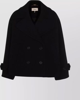 Chlo&eacute; wool oversized double-breasted short coat