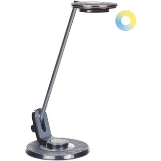 Beliani L&aacute;mpara De Oficina Led De Metal Plateado Negro 45 Cm Brazo Ajustable Usb Corvus