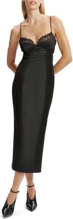 Bardot Katana Lace Trim Bustier Slipdress in Black at Nordstrom, Size 10