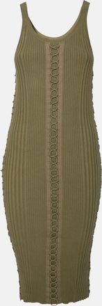 Alexander Wang Olive Green Rib Knit Sleeveless Dress