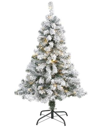 Nearly Natural 4ft Flocked Rock Springs Spruce Artificial Christmas Tree