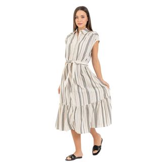 Kocca Midi Dresses, female, Beige, Size: XL Chic Summer Full-Length Striped Dress