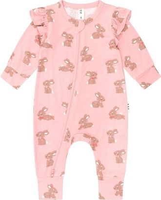 Huxbaby Dusty Pink Bunny Zip Romper at Nordstrom, Size 12-18M Au