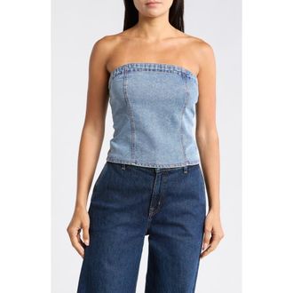 Vigoss Denim Tube Top in Light Wash at Nordstrom Rack, Size Medium