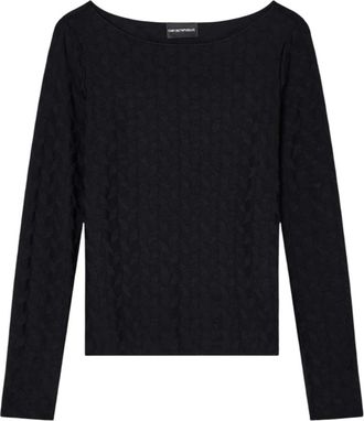 Emporio Armani Jacquard Jersey Jumper - Dames - Longsleeves - Zwart - S - Tops