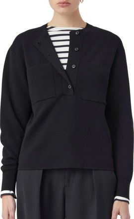 Closed Organic Wool Henley Sweater In Black