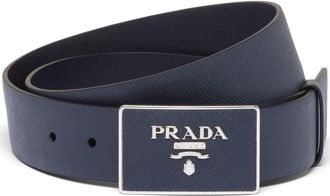 Prada Saffiano leather belt - men - Leather - 110 - Blue