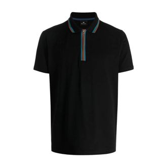 Paul Smith Polo Shirts, male, Blue, S, Cotton Regular Fit Polo Shirt Black